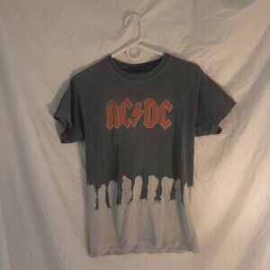 Modern AC/DC 1979-80 World Tour dip-dye bleach splatter Graphic Print Band Tee